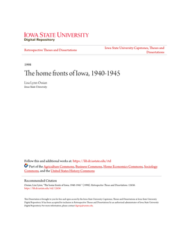 The Home Fronts of Iowa, 1940-1945 Lisa Lynn Ossian Iowa State University