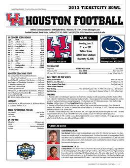 Houston FOOTBALL Athletic Communications // 3100 Cullen Blvd