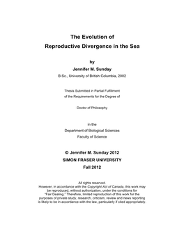 The Evolution of Reproductive Divergence in the Sea