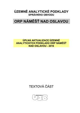 Úplná Aktualizace Územně Analytických Podkladů Orp Náměšť