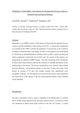 Epidemics of Squirrel Poxvirus Disease in Red Squirrels