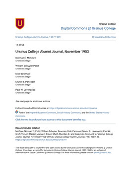 Ursinus College Alumni Journal, November 1953