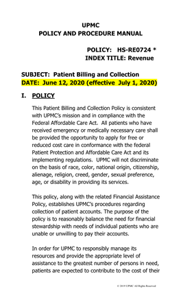 Billing and Collections Policy | Large Print