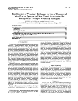 Susceptibility Testing of Veterinary Pathogens JEFFREY L