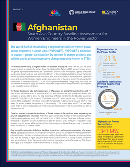 Afghanistan South Asia Country Baseline Assessment for Women Engineers in the Power Sector