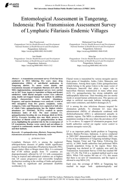 Post Transmission Assessment Survey of Lymphatic Filariasis Endemic Villages