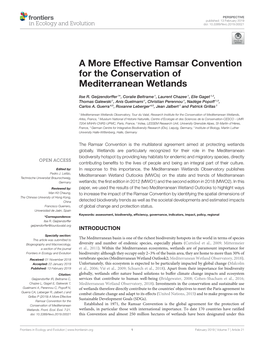 A More Effective Ramsar Convention for the Conservation of Mediterranean Wetlands