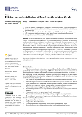 Efficient Adsorbent-Desiccant Based on Aluminium Oxide