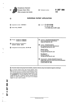 Pyruvate Oxidase Having High Thermal Stability, Analytical Methods Using It and Analytical Reagents Containing It