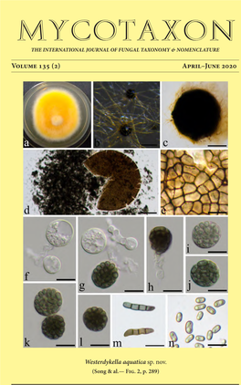 Mycotaxon the International Journal of Fungal Taxonomy & Nomenclature
