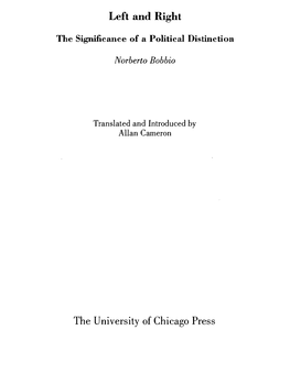 Left and Right the Significance of a Political Distinction the University of Chicago Press