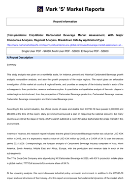 (Post-Pandemic Era)-Global Carbonated Beverage Market