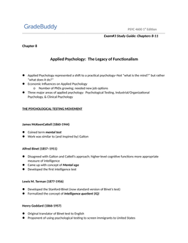 Applied Psychology: the Legacy of Functionalism