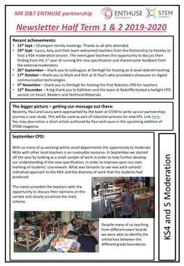 Newsletter Half Term 7&8 MK Enthuse Partnership