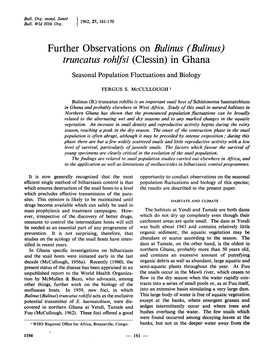 In Ghana Seasonal Population Fluctuations and Biology