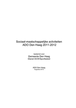 Sociaal-Maatschappelijke Activiteiten ADO Den Haag 2011-2012