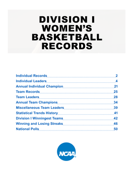 Division I Women's Basketball Records