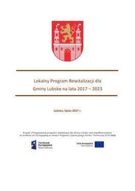 Lokalny Program Rewitalizacji Dla Gminy Lubsko Na Lata 2017 – 2023