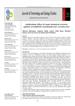 Antifeedant Effect of Some Botanical Extracts Against Cerambicid