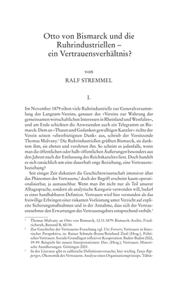 Otto Von Bismarck Und Die Ruhrindustriellen – Ein Vertrauensverhältnis?