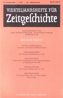 Vierteljahrshefte Für Zeitgeschichte Jahrgang 44(1996) Heft 3