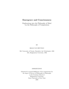 Emergence and Consciousness Explorations Into the Philosophy of Mind Via the Philosophy of Computation