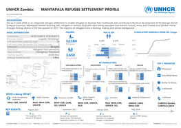 UNHCR Zambia: MANTAPALA REFUGEE SETTLEMENT PROFILE