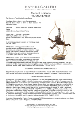 Richard L. Minns TARZAN LIVES! Tall Bronze on Two Circular Bronze Bases