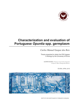 Characterization and Evaluation of Portuguese Opuntia Spp. Germplasm