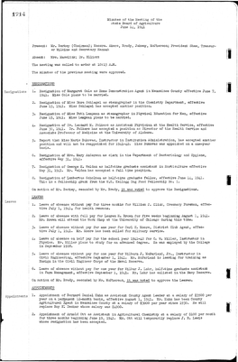 Minutes of the Meeting of the State Board of Agriculture June 14, 1941 I
