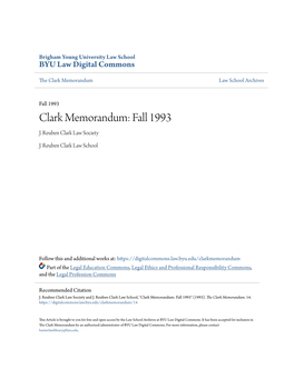 Clark Memorandum: Fall 1993 J