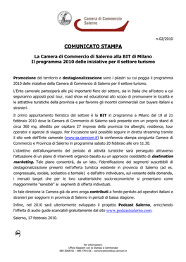 Comunicato Stampa