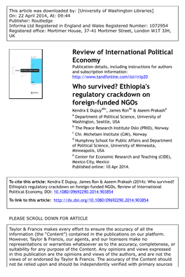 Ethiopia's Regulatory Crackdown on Foreign-Funded Ngos