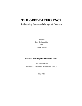 TAILORED DETERRENCE Influencing States and Groups of Concern