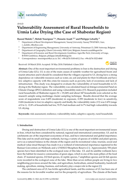 Vulnerability Assessment of Rural Households to Urmia Lake Drying (The Case of Shabestar Region)