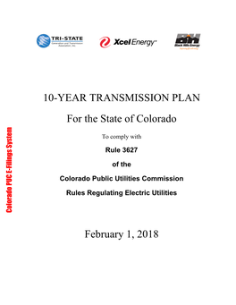 10-YEAR TRANSMISSION PLAN for the State of Colorado February 1