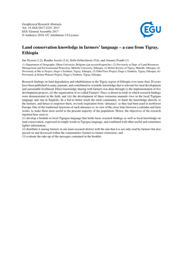 Land Conservation Knowledge in Farmers' Language – a Case from Tigray, Ethiopia