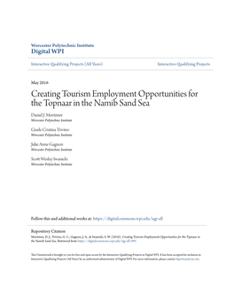 Creating Tourism Employment Opportunities for the Topnaar in the Namib Sand Sea Daniel J