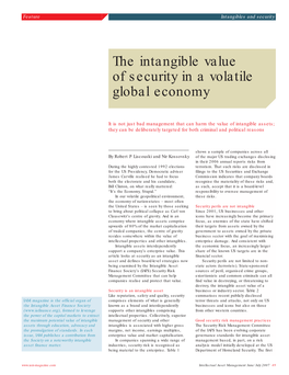 The Intangible Value of Security in a Volatile Global Economy