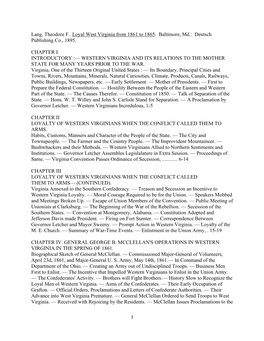 Lang, Theodore F. Loyal West Virginia from 1861 to 1865. Baltimore, Md.: Deutsch Publishing Co., 1895
