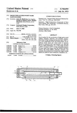 United States Patent 19 11, 3,748,095 Henderson Et Al