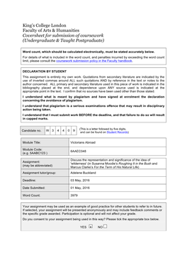 King's College London Faculty of Arts & Humanities Coversheet For