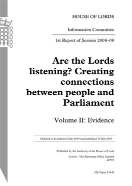 Are the Lords Listening? Creating Connections Between People and Parliament