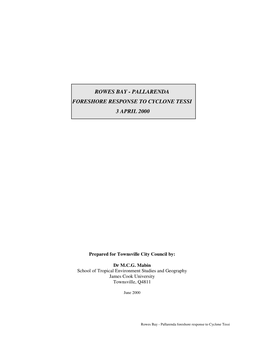 Rowes Bay - Pallarenda Foreshore Response to Cyclone Tessi 3 April 2000