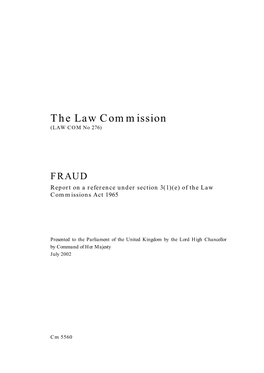 FRAUD Report on a Reference Under Section 3(1)(E) of the Law Commissions Act 1965