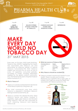 Make Every Day World No Tobacco Day 31St May 2015