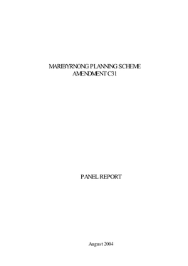 Panel Report Maribyrnong Planning Scheme Amendment