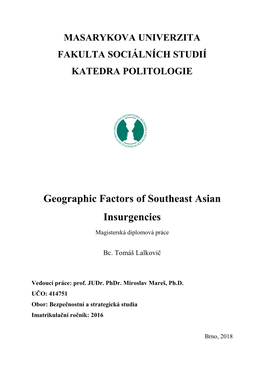 Geographic Factors of Southeast Asian Insurgencies