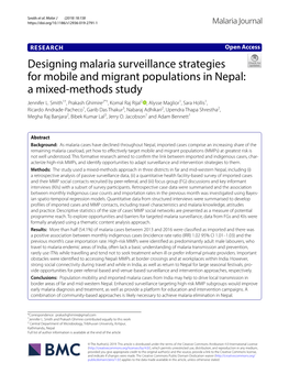 Designing Malaria Surveillance Strategies for Mobile and Migrant Populations in Nepal: a Mixed‑Methods Study Jennifer L