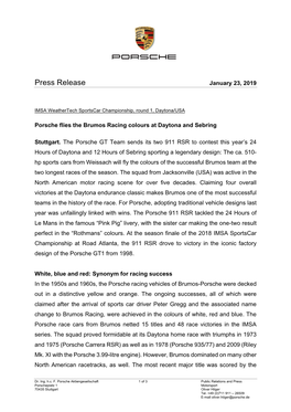 Press Release January 23, 2019